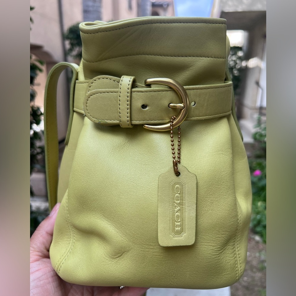 COACH Vintage Belted Soho pouch in leaf (lime green) Leather Bucket Bag - Picture 10 of 13